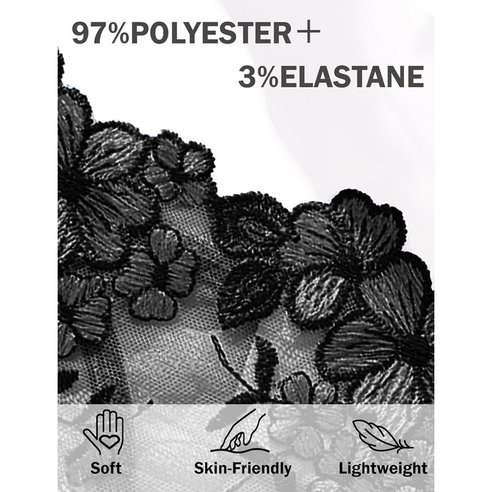 Сексуальна жіноча білизна Maeau: комплект бюстгальтера та танга з мереживом, мережаний прозорий трусики, пуш-ап, чорний, S-XL