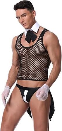Сексуальна спідня білизна для чоловіків: комплекти, комбінезони для клубів, костюми офіціантів. Костюми для косплею, аксесуари з шнурком. Розмір універсальний