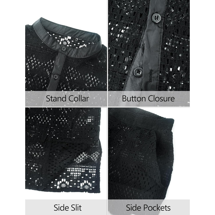 Panegy чоловічий комплект: мереживкова сорочка-туніка та шорти, сітка, чорний