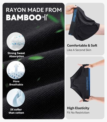 Боксерки чоловічі Separatec 7 шт. з подвійним мішечком, бамбук/район, чорні