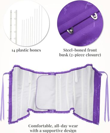 Корсет-топ SZIVYSHI Daen Vollbrust: готичний корсет, бюстгальтер-корсе, вінтажний корсаж (L, Ultra Violet)