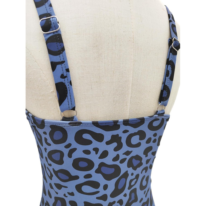 Жіночий суцільний купальник Vintage Ruched Navyleopard: ретро купальник з ефектом корекції фігури