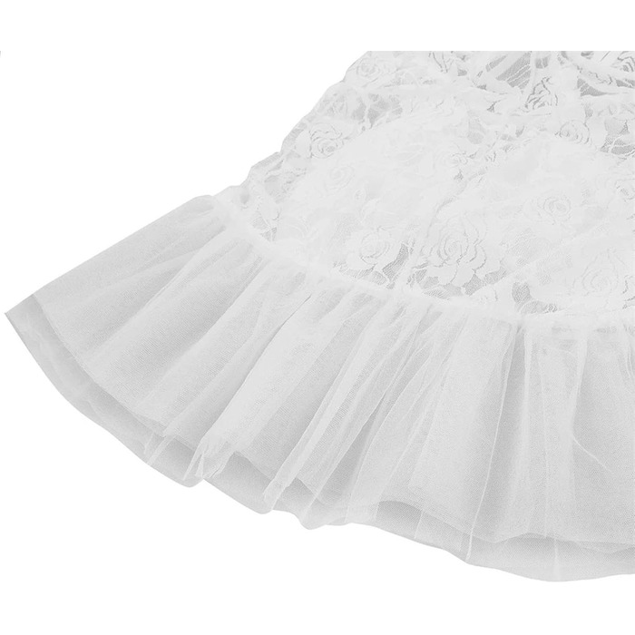 Сексуальний комплект спідньої білизни з мережива для жінок, весільний, екзотичний костюм, міні-сукня з поясом, білий універсальний розмір