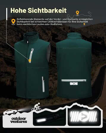 Чоловічий жилет Softshell Outdoor Ventures для велосипеда та активного відпочинку, водонепроникний (XL, темно-зелений)