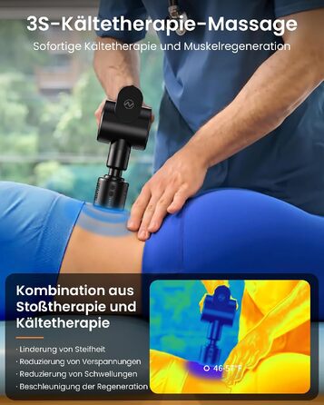 Перкусійний масажер Napre Massage Gun з функцією підігріву та охолодження, складаний масажний пістолет для тіла, спини та плечей, 32 рівні швидкості, 5 кутів нахилу, Gloss Black