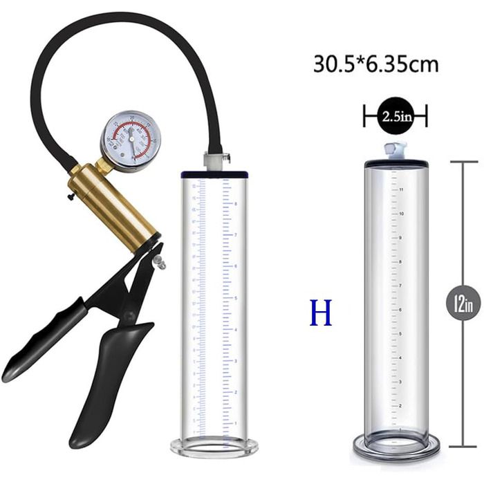 Насос для збільшення статевого члена: преміум якість, силіконовий, з манометром, для чоловіків