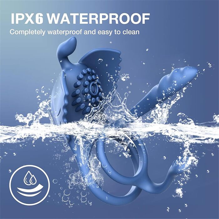 Вібратор для чоловіків 4-в-1: кільце для статевого члена, вібратор, масажер, стимулятор клітора. Чорний