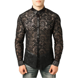 Чоловіча сорочка сітка Bollrllr, мереживна, прозора, для вечірок та клубів