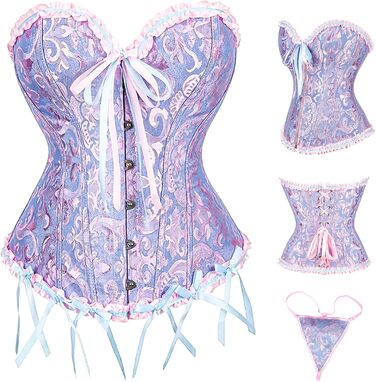 Жіночий корсет-топ з повним бюстом, готичний корсет, мереживний топ, бурлескний костюм, бодішейпер (L, фіолетовий)