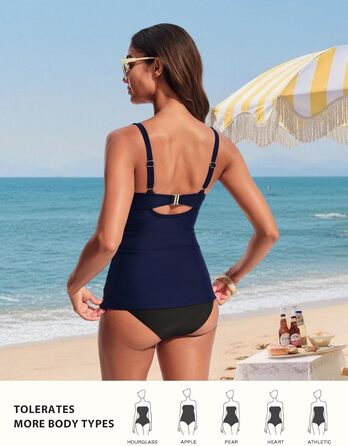 Топ для купальника Tankini Hanna Nikole з животом, зав'язками на грудях, V-подібним вирізом та принтом леопарда, S