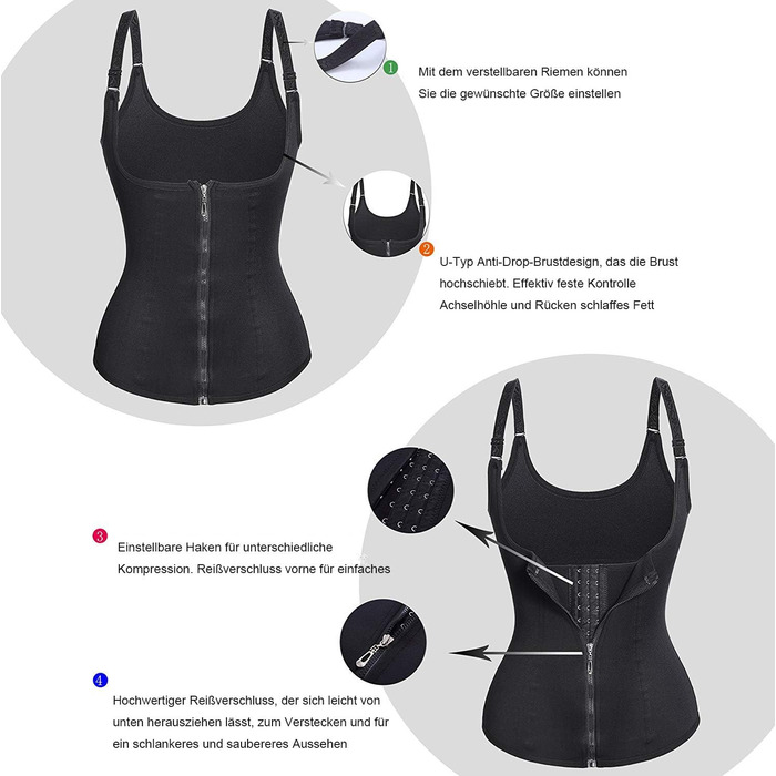 Корсет для фігури жіночий, животворячий боді, форма-танкі, міцний формувальний тіловий коректор, регульований топ, чорний