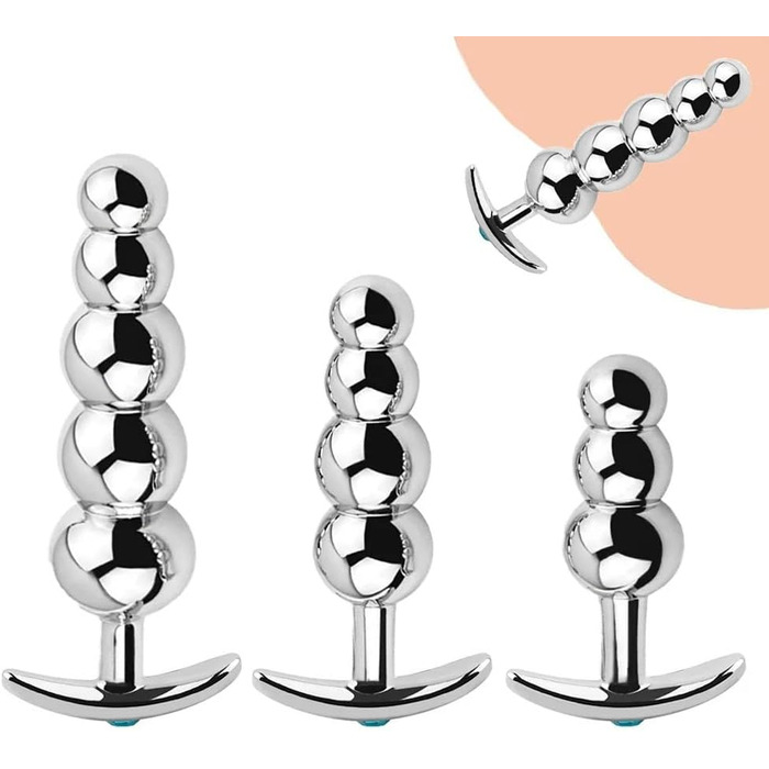 Анальні іграшки для дорослих: набір металевих анальних пробок з G-точком (3 шт.)