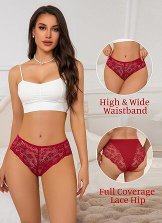 Сліпекс жіночі мереживні, безшовні, великі розміри, 6 шт. (чорний*2, червоний*2, рожевий*2)