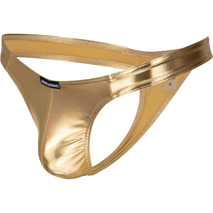 Сексуальна чоловіча труси Vantissimo String Tanga з ефектом металік, шкіряний вигляд, штучна шкіра, золото, Made in Germany