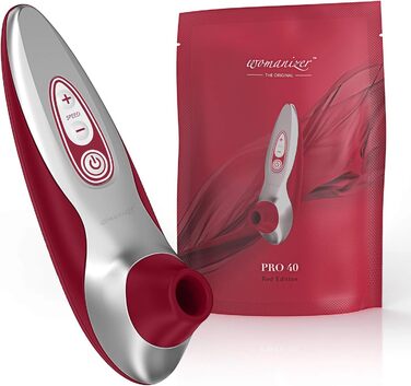 Womanizer Pro 40 - вібратор для клітора: 6 рівнів інтенсивності, тихий, водонепроникний, magenta (червоний)