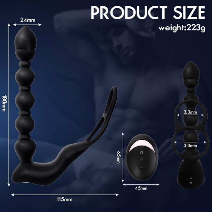Анальний вібратор Penisring для стимуляції простати, аналплаг, масажер для пар, дildo для збільшення пеніса