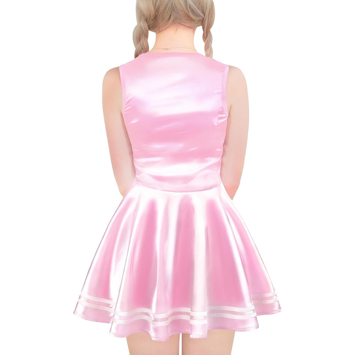 Рожевий боді-комбінезон LittleForBig Sissy з атласу, без рукавів, розмір XL