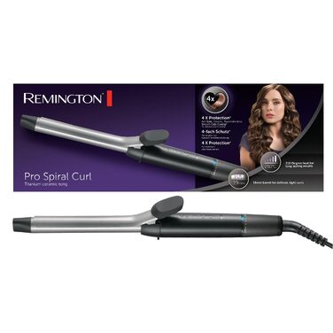 Поворотний плойка-керлер для волосся Remington Pro Spiral Curl CI5519 (19 мм) з керамічним турмаліновим покриттям, цифровим дисплеєм до 210°C та затискачем для створення вузьких та чітких кучерів