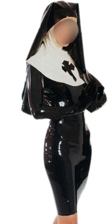 Костюм черниці з латексу, чорний, 3XL: сексуальний фешн-костюм для клубів та Хелловіну
