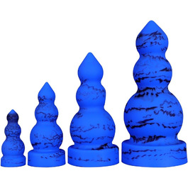 Анальний плагін Jixaxe Riesen з соскою, силікон, XXL, для пар, синій, екстра великий