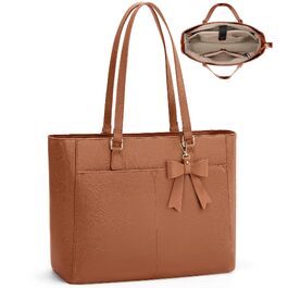 Жіноча сумка-шопер RAINSMORE великого розміру для ноутбука 15.6 дюймів, коричнева