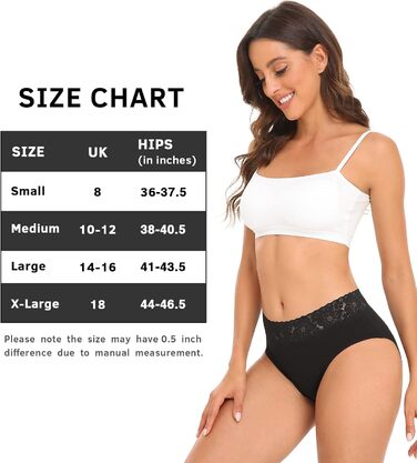 Сліпески жіночі бавовняні Wealurre, 5 шт. (3XL, чорний) з мереживом, жіноча білизна