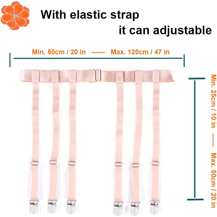 Гірчичний пояс на стегна з металевими кліпсами, 6 шкіряних ремінців з зажимами для підтяжок