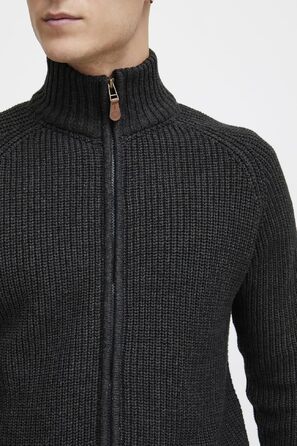 Чоловічий в'язаний джемпер на блискавці Solid SDXenos, груба в'язка, XL, Dark Grey Melange