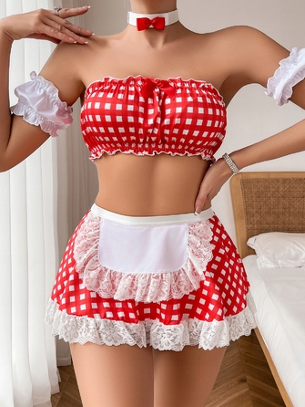 Еротичний костюм покоївниці Maid Dress, червоний, р. S