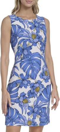 Сукня Tommy Hilfiger Scuba Crepe з кишенями, колір: слонова кістка/блакитний, розмір 40-42