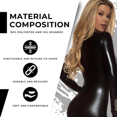 Костюм-котяча кігурумі для жінок Forplay, металік, чорний, з блискавкою спереду, стійкий комір, костюм на Хелловін