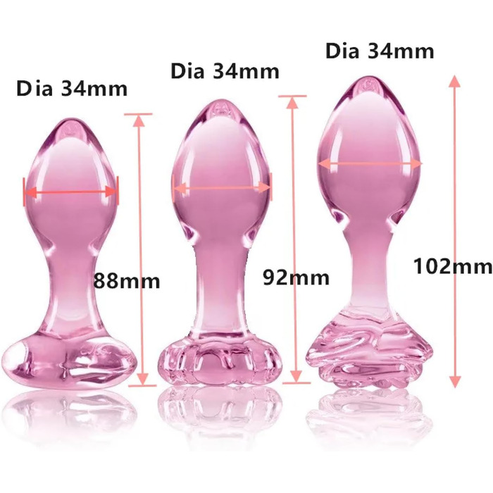 Анальний масажер Buttplug Kleine rosa Glas - набір скляних анальних кульок та дildo для дорослих