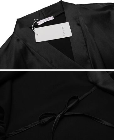 Світшот жіночий Ekouaer з нічною сорочкою, комплект з двох частин, атласний, сексуальний, для дому, вечірній, чорний (03-чорний, M)