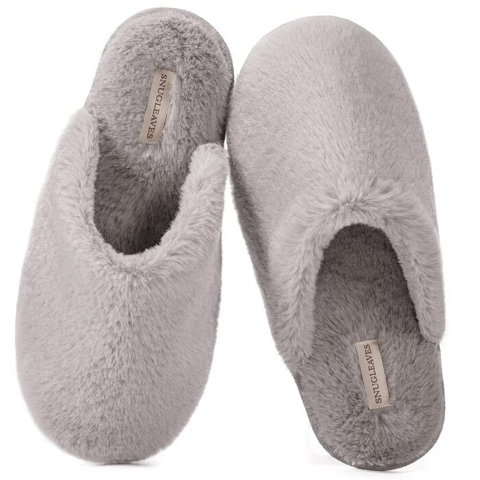 Жіночі домашні капці Snug Leaves з штучним хутром та ефектом пам'яті Memory Foam, сірі, розмір 38/39 EU