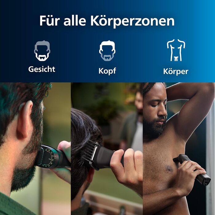 Універсальний тример та машинка для стрижки Philips Multigroom Series 7000 MG7961/15, 17 в 1 для обличчя, голови та тіла, металеві леза, 26 налаштувань довжини (0,5-20 мм)