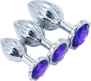 Набір Linman 3 шт. металевий анальний плагін з кришталевим діамантом для жінок, початківців. Можна носити зовні. Екстремальний секс-іграшка, анальний плагін, пеніс-ділда, для дорослих, мастурбатор.