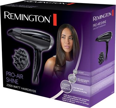 Фен для волосся Remington Pro-Air D5210 з іонізацією, керамічним кільцем та дифузором, 2300 Вт, чорний