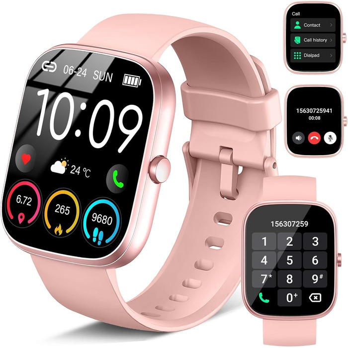Смарт-годинник унісекс 1.91'' HD 2026 з Bluetooth, фітнес-трекер з пульсометром, моніторингом сну та SpO2, 113+ спортивних режимів, водонепроникний IP68 для Android та iOS (Рожевий)