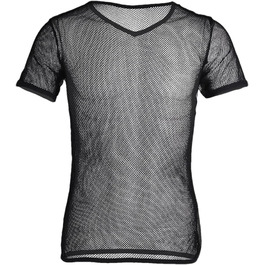 Чоловіча сітчаста футболка з прозорою тканиною для нічного клубу, клубний одяг, прозора майка-топ, футболка 'рибача сітка'