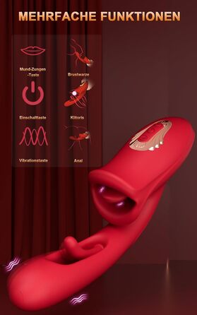 Вібратор для жінок G-Spot з 10 режимами стимуляції язичком, клітором та анального отвору - секс-іграшка для пар (RF14RD)