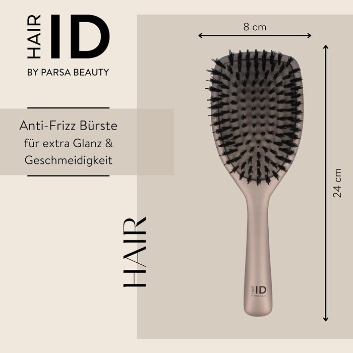 Масажна щітка для волосся PARSA Beauty Hair ID проти випадіння та ламкості волосся, Metallic beige