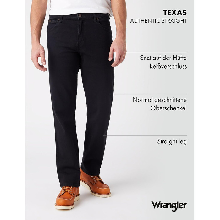 Чоловічі джинси Wrangler Texas Stretch W121XU13M завужені (Tapered), колір Black Overdye, розмір 44W/30L