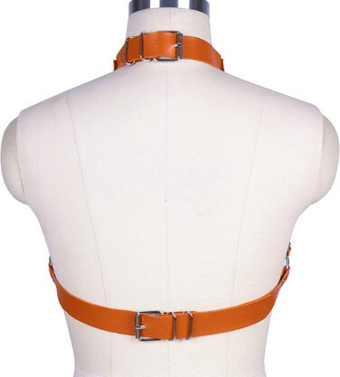 PETMHS Корсет з шкіри для жінок, повне покриття, готичний стиль, помаранчевий колір