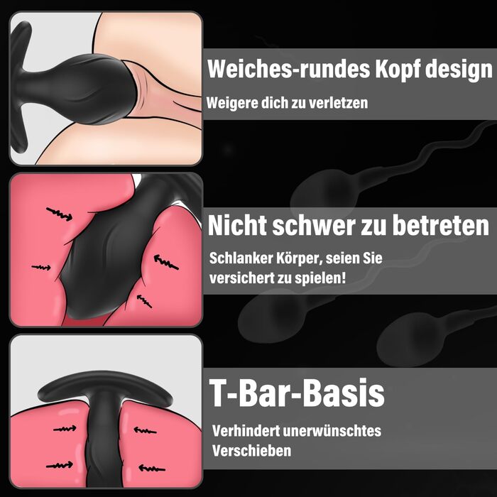 Набір анальних пробок Meeteel з вібрацією (4 шт.) з силікону - 12 режимів, 3 розміри. Анальні пробки для пар, стимуляція простати для чоловіків та жінок