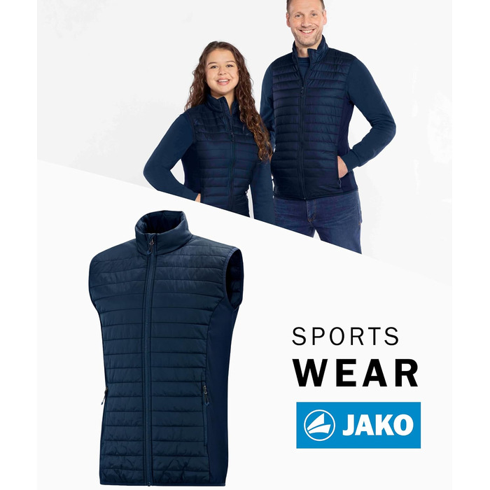Чоловічий утеплений жилет JAKO Corporate Teamwear з еластичними вставками, синій, розмір XL