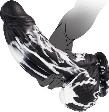 Анальний секс-іграшка XXL 'Фентезі' - великий силіконовий дилда з соскою, чорного кольору, для чоловіків та жінок