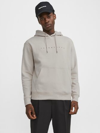 Чоловічий худі Jack & Jones JJESTAR з капюшоном, Relaxed Fit, колір Moonbeam, розмір XL