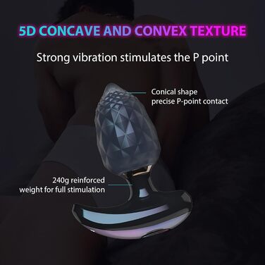 Анальний вібратор для жінок та чоловіків з 12 режимів, 5 інтенсивностей та керуванням через додаток. Стимуляція простати, 5D-діамантова текстура. Іграшки для пар.