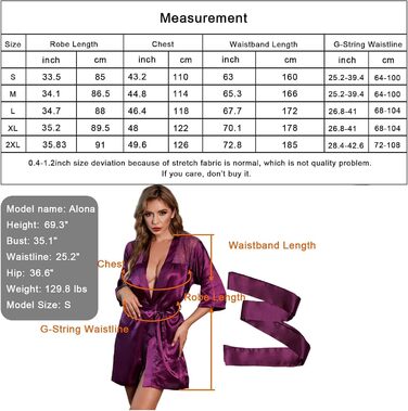 Кимоно жіноче FKYBDSM, халат сексуальний, піжама, комплект спідньої білизни, нічна сорочка, babydoll, фіолетовий, розмір M