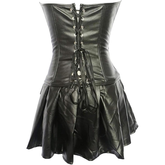 Корсет з екошкіри, сукня-корсет, латексний ефект, червоний колір, розмір 4XL, чорний колір